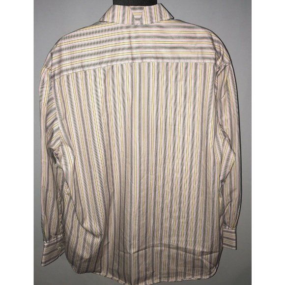 Vluxe Button Up Shirt Mens Size XXL 45 46 17 3/4-18 Pink Black Multi Stripe LS - Picture 5 of 5